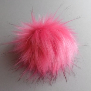 Size S-XL (Flamingo pink) faux fur pom pom 4.5- 6.5 inches/ 11- 17 cm