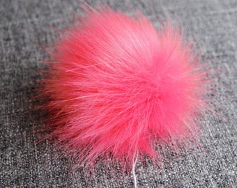 Size S- XXL (Coral Pink) faux fur pom pom 4.5- 7 inches/ 11- 18 cm