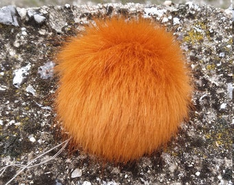 Size XXXS - XXS ( warm brown light ) faux fur pom pom 2.3- 2,7 inches / 6- 7 cm
