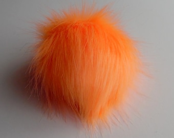 Size XS- M ( vivid orange ) faux fur pom pom 3.5 - 4.7 inches/ 9- 12 cm