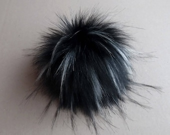 Size S-XL (Black flecked) faux fur pom pom 4.5- 6.5 inches/ 11- 17 cm
