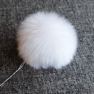 Size M-XL, ( Snow white fluffy ) faux fur pom pom 5- 6 inches/13- 15 cm