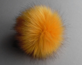 Size XS-M (warm yellow) faux fur pom pom 3.5 - 4.7 inches/ 9- 12 cm