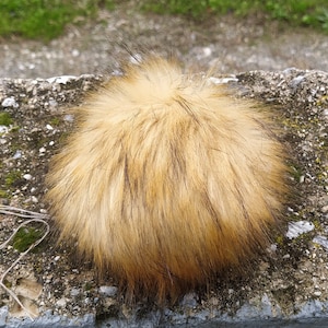 Size M- XXL, ( red fox color ) faux fur pom pom 5 - 7 inches/13- 18cm