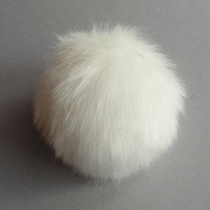 size M-XL ( Cream fluffy ) faux fur pompom, 5- 6.5 inches/13- 16 cm