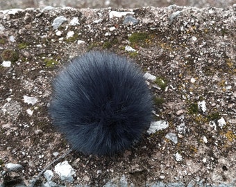 Size XXXS - XXS ( dark greyish blue ) faux fur pom pom 2.3- 2,7 inches / 6- 7 cm