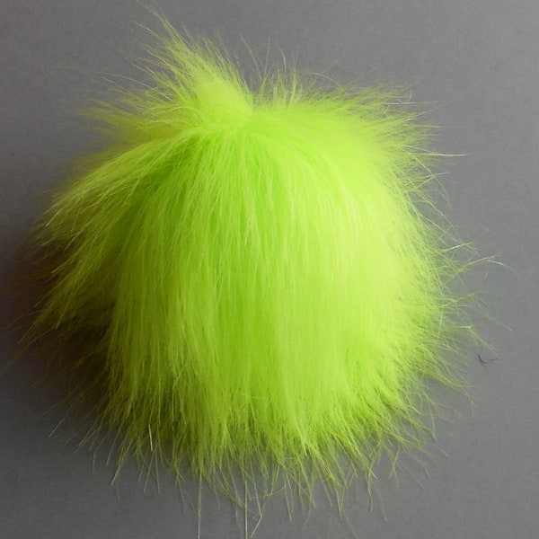 Taille S- XXL (Jaune Néon) fausse fourrure pom pom 4.5-7"pouces /13- 18 cm