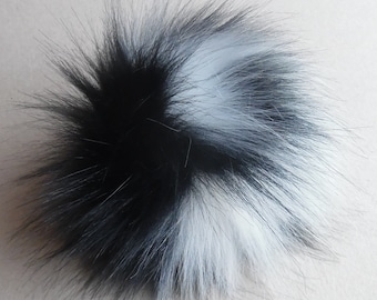 Size M- XXL, multi colored ( grey / black, white ) faux fur pom pom 5-7" inches /13- 18 cm