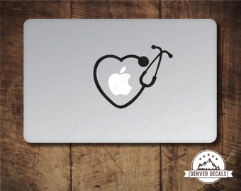 Doctor Sticker Stethoscope MacBook Decal Loving the Apple Professional Mac Vinyl Black Matte for 13 and 15 inch models