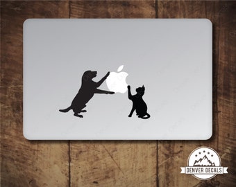 Dog and Cat Paw the Apple Sticker Apple Macbook Decal Mac Pro Avery Black Matte Vinyl 13 and 15 inch models