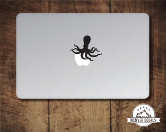Octopus Grabbing the Apple Macbook Sticker Ocean Octo Mac Decal