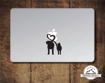 Cats and Dogs Sticker Loves the Apple Macbook Air Decal Mac Pro Avery Black Matte Vinyl 13 and 15 inch models