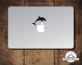 Dolphin Jumping Over the Apple Macbook Sticker Porpoise Mac Decal