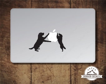 Dogs Sticker Loves the Apple Macbook Decal Mac Pro Avery Black Matte Vinyl 13 and 15 inch models