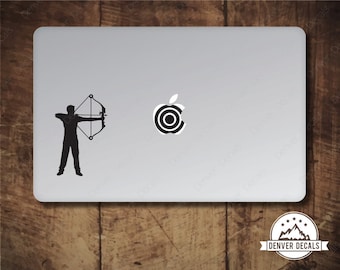 Bow and Arrow Sticker MacBook Decal Archery Targeting the Apple Sports Mac Vinyl Black Matte for 13 and 15 inch models