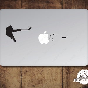 Hockey Player Blasting the Apple Macbook Sticker Ice Hockey Slapshot Mac Decal 13 15