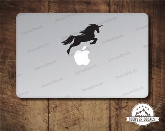 Unicorn Jump Sticker MacBook Decal Unicorn Leaping the Apple Mac Vinyl Black Matte for 11, 13, 15 and 17 inch computer Magical Unicorn
