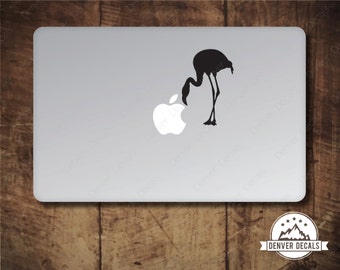 Flamingo Inspecting the Apple Macbook Sticker Florida Bird Mac Decal