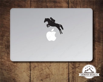 Horse Jump Sticker MacBook Decal Equestrian Leaping the Apple Sports Mac Vinyl Black Matte for 13 and 15 inch models
