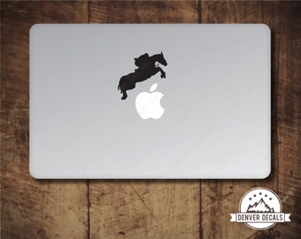 Horse Jump Sticker MacBook Decal Equestrian Leaping the Apple Sports Mac Vinyl Black Matte for 13 and 15 inch models