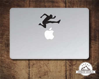 Hurdler Jumping the Apple Macbook Sticker Olympic Track and Field Leaping Mac Decal 13 15