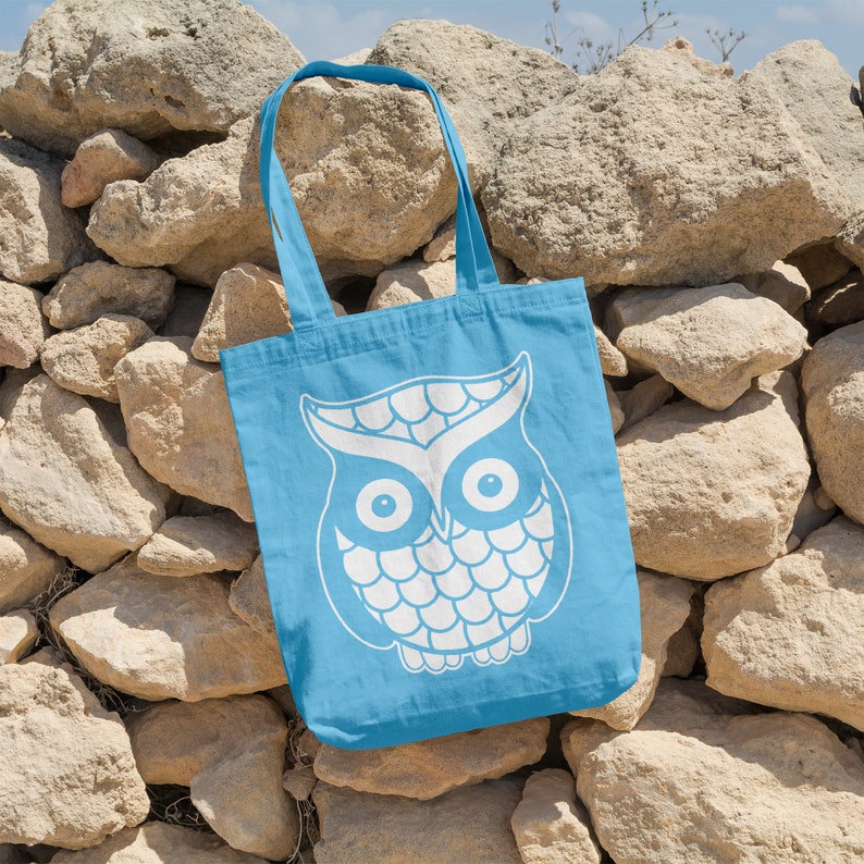 Tote Bag Reusable Bag Market Bag Grocery Bag Shopping Bag Cute Owl Organic Cotton Owl Lover Book Bag Beach Tote Gift Idea