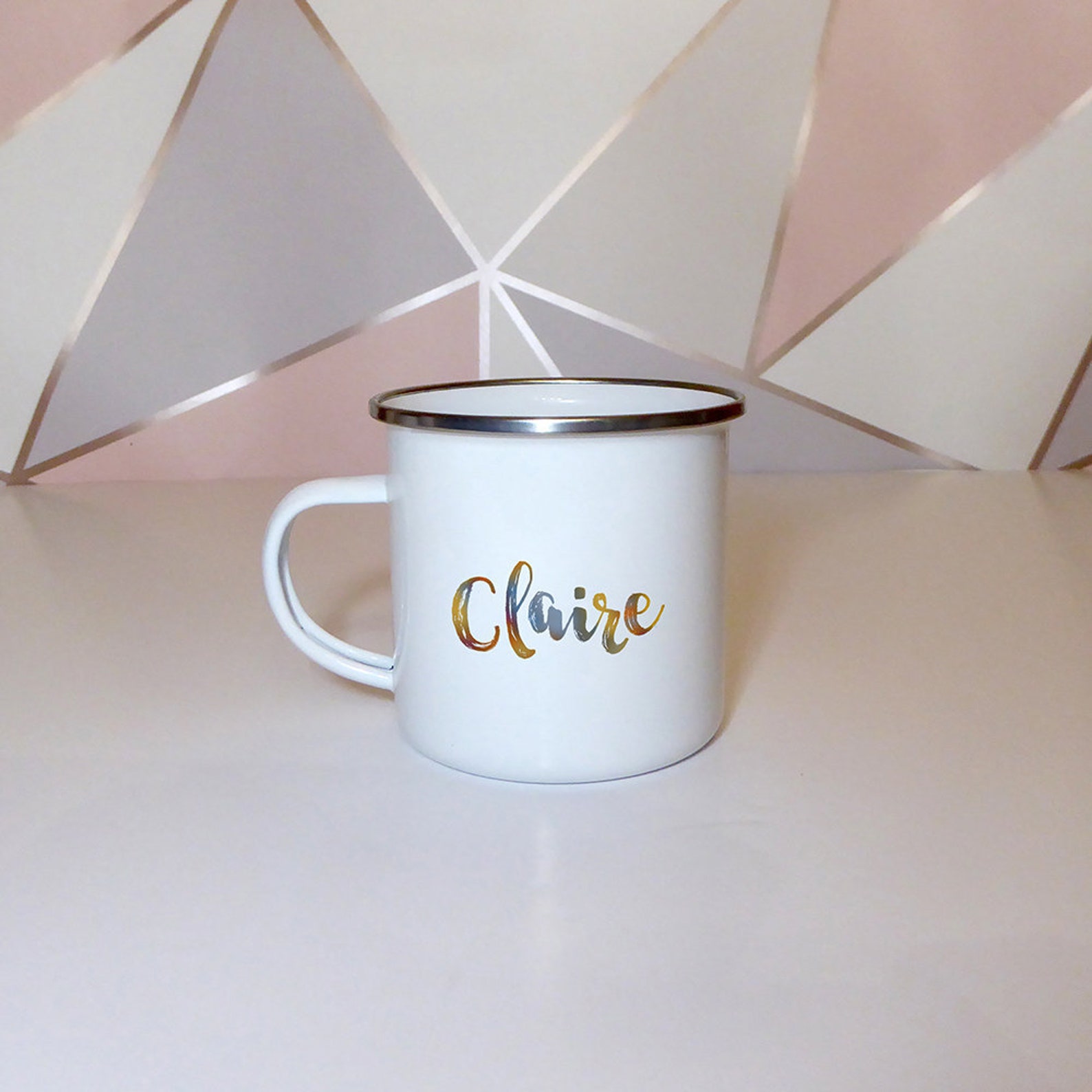 Personalised Name Enamel Tin Mug Etsy UK