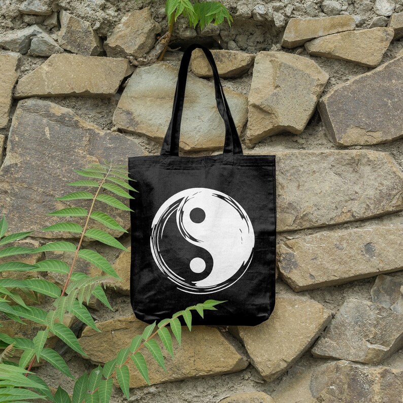 Yin Yang Tote Bag Yoga Bag Natural Cotton Reusable bag Etsy