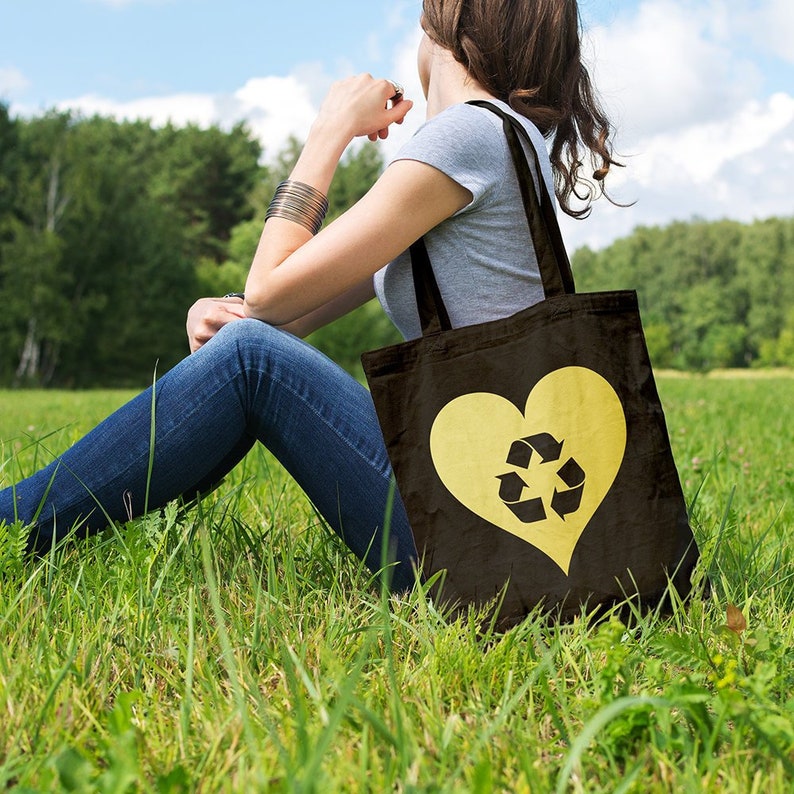 Tote Shopper Canvas Tote Bag Market Tote Bag Shop Bag Cotton Tote Bag Ethical Tote Bag Gift for Her Funny Tote Bag Love Recycling