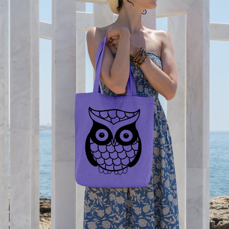 Tote Bag Reusable Bag Market Bag Grocery Bag Shopping Bag Cute Owl Organic Cotton Owl Lover Book Bag Beach Tote Gift Idea