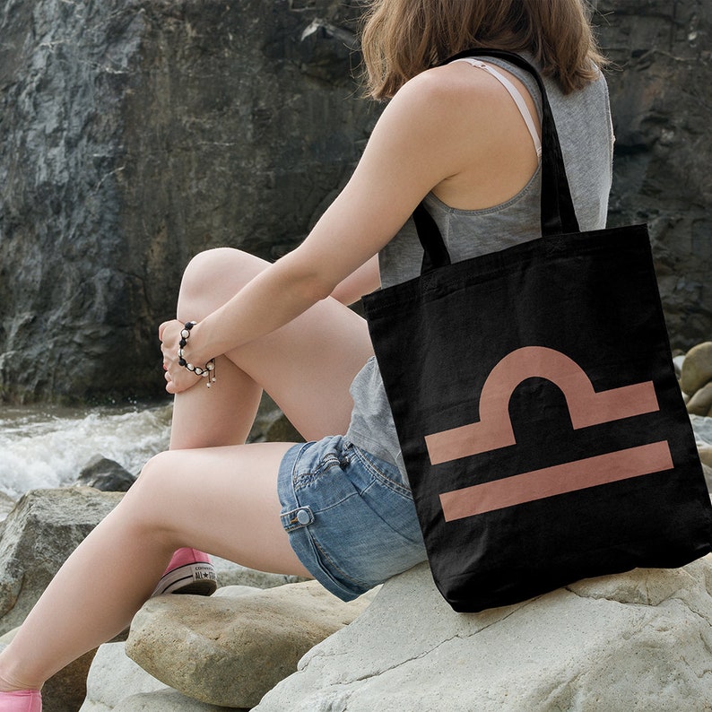 Cotton Tote Bag Tote Shopper Astrology Symbol Market Tote Bag Libra Zodiac Tote Shopping Bag Ethical Tote Bag