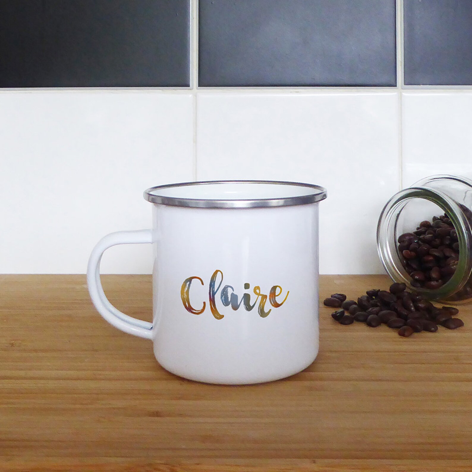 Personalised name Enamel tin mug | Etsy
