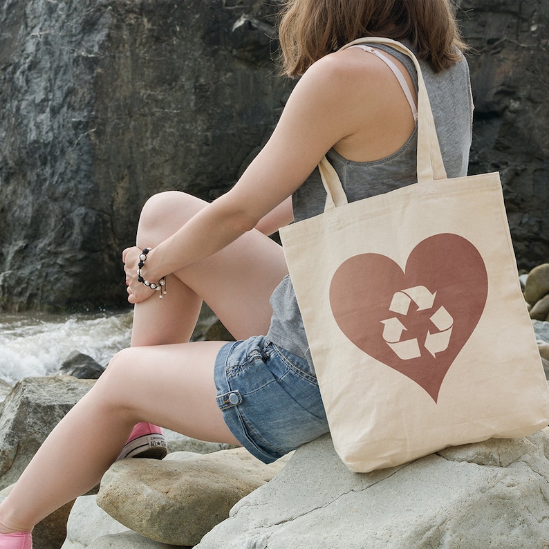 Tote Shopper Canvas Tote Bag Market Tote Bag Shop Bag Cotton Tote Bag Ethical Tote Bag Gift for Her Funny Tote Bag Love Recycling