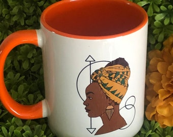 Geometric Head Wrap, Sista Dolls Logo Mug, Coffee Mug 11 oz