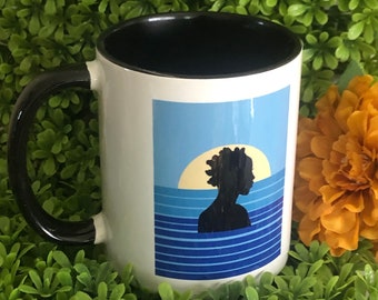 Bantu Sun, Blue Sista Dolls Logo Mug, Coffee Mug 11 oz