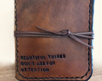 Walter Mitty Wallet, Custom Leather Tri-fold Wallet, Personalize Front and Inside! Father's Day and Grad Gift!