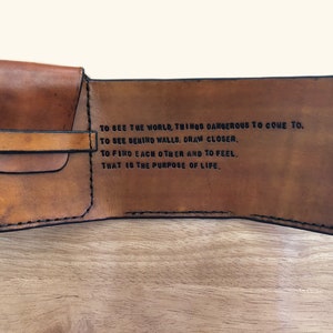 Walter Mitty Wallet, Custom Leather Tri-fold Wallet, Personalize Front and Inside Father's Day and Grad Gift image 1