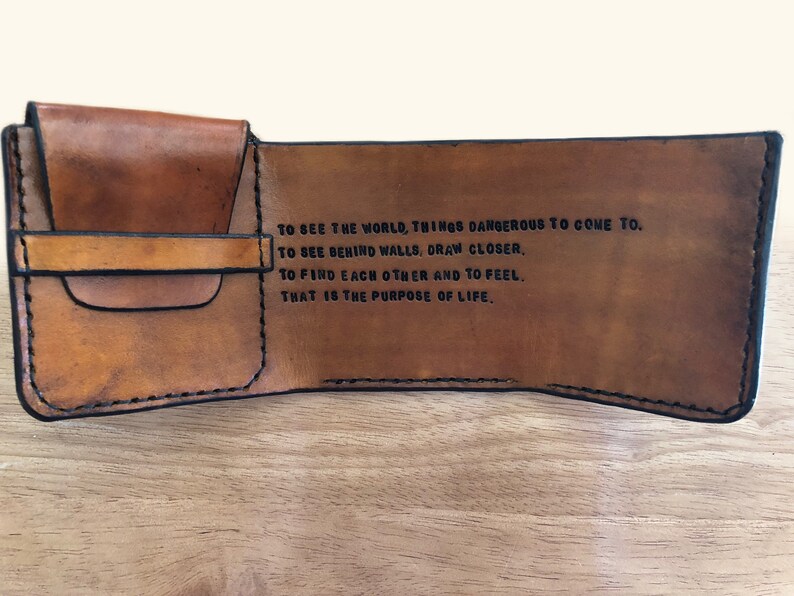 Walter Mitty Wallet, Custom Leather Tri-fold Wallet, Personalize Front and Inside Father's Day and Grad Gift image 1