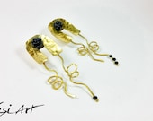 Handgemachte N-förmigen Messing-Element mit Kombination aus verdrillten Messingdraht (schwarz Strass, Fimo stieg Charme, Metallarbeiten, Schmuck) FREE SHIPPING