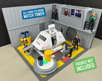 Star Trek TNG Shuttle Bay 3 2 Level Playset Barrels Transporter Control tower Type-15 Pike Edition Shuttle craft Model Highly Detailed