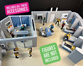 Star Trek TNG Infirmary Sick Bay Premium Super Large Playset Accessories Med tables scanner View screens Office Med cons Replicator Decals