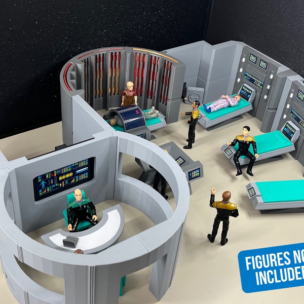 Star Trek Voyager Sick Bay Premium Super Large Playset Zubehör Med-Tische, Scanner, Bildschirme, Office-Med-Cons, Replikator-Abziehbilder