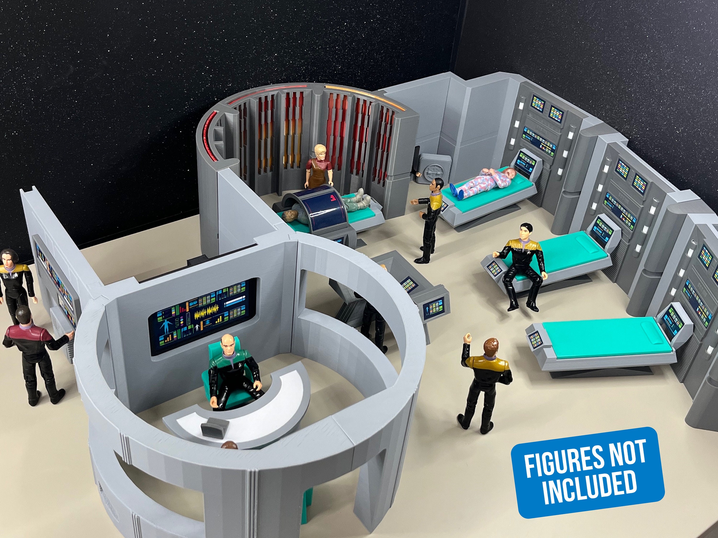 Star Trek Voyager Sick Bay Premium Super Large Playset Accessories Med tables scanner View screens Office Med cons Replicator Decals