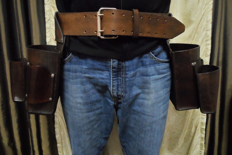Handmade Leather Tool Belt Personalized Customized Pouch Holder Large