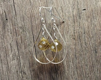 Boucles d'oreilles pendantes en argent sterling avec citrine