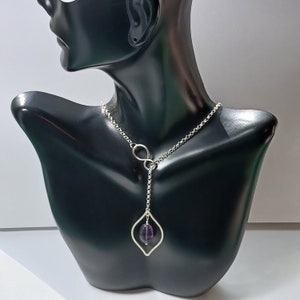 Sterling Silver Fluorite Bolo Necklace, Bolo Necklace, Fluorite Necklace, Pendant Necklace, Gift for Mom, Girlfriend Gift, Fluorite Pendant