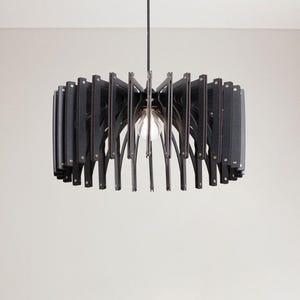 Wood Pendant Lamp: Mid-Century Modern Chandelier, Kitchen Island Lighting