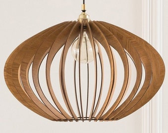 Wood Pendant Light | Pendant Lighting | Modern Wood Chandelier | Hanging Lamp | Mid Century Modern Chandelier | Wooden Lampshade | Dezaart