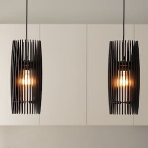 Wood Ceiling Fixture, Pendant Light, Wooden Lampshade, Hanging Lamp, Scandinavian Design, Modern Lighting, Kitchen Island