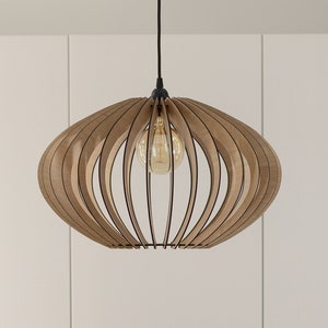 Elliptical Wooden Pendant Light Handcrafted Brilliance for Your Space Illuminate Your Space with Style Create a Cosy Environment image 1